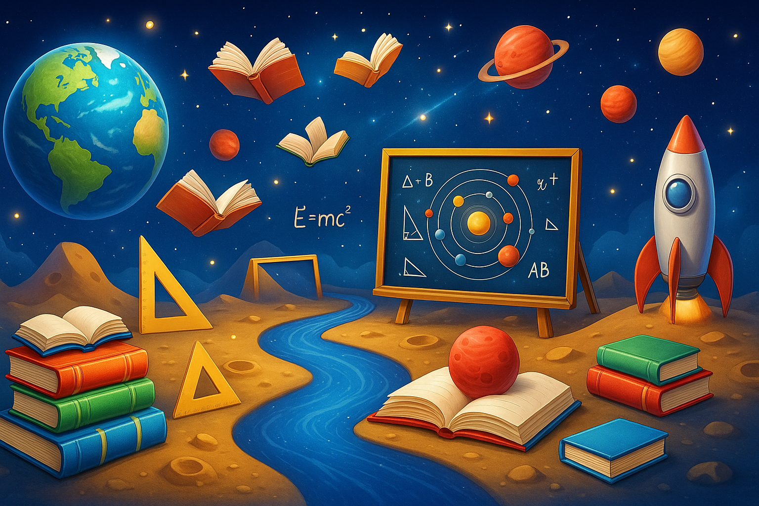 Fond spatial joyeux pour aventures maths